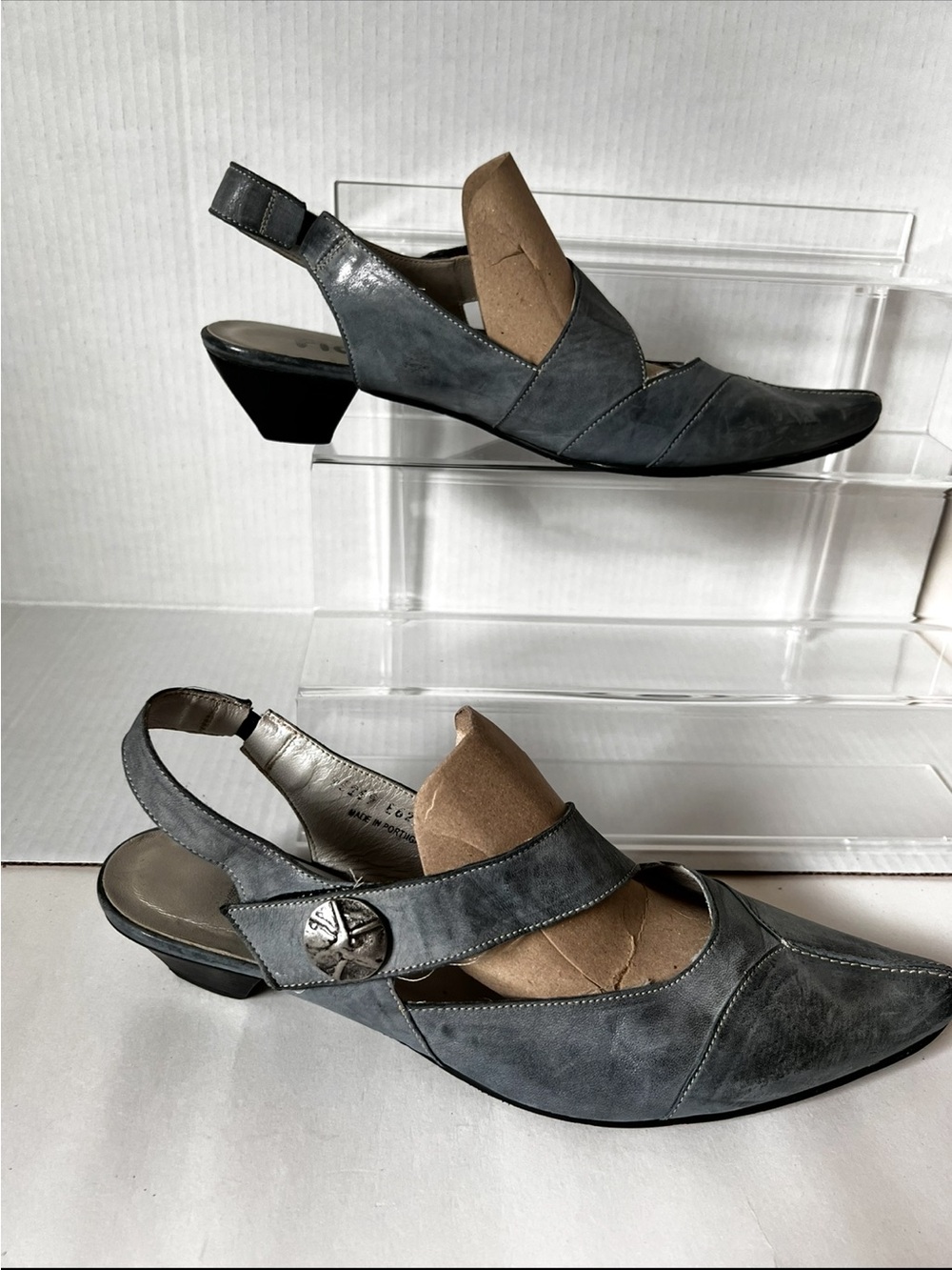 FIDJI Women’s Leather Slingback Heels – EU 42 / US 11–11.5